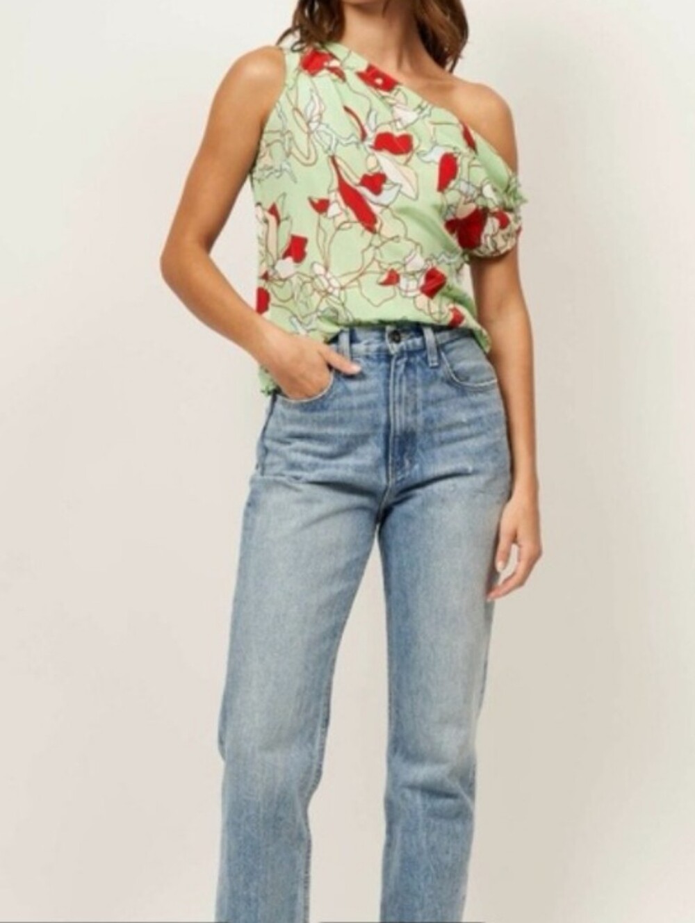 Equipment Oriana 100% Silk Asymmetrical Tank Top